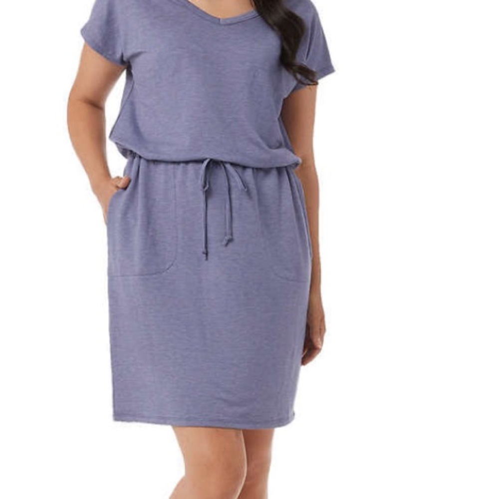 32 Degrees Women's V-neck Dress, heather porcelain blue, size L